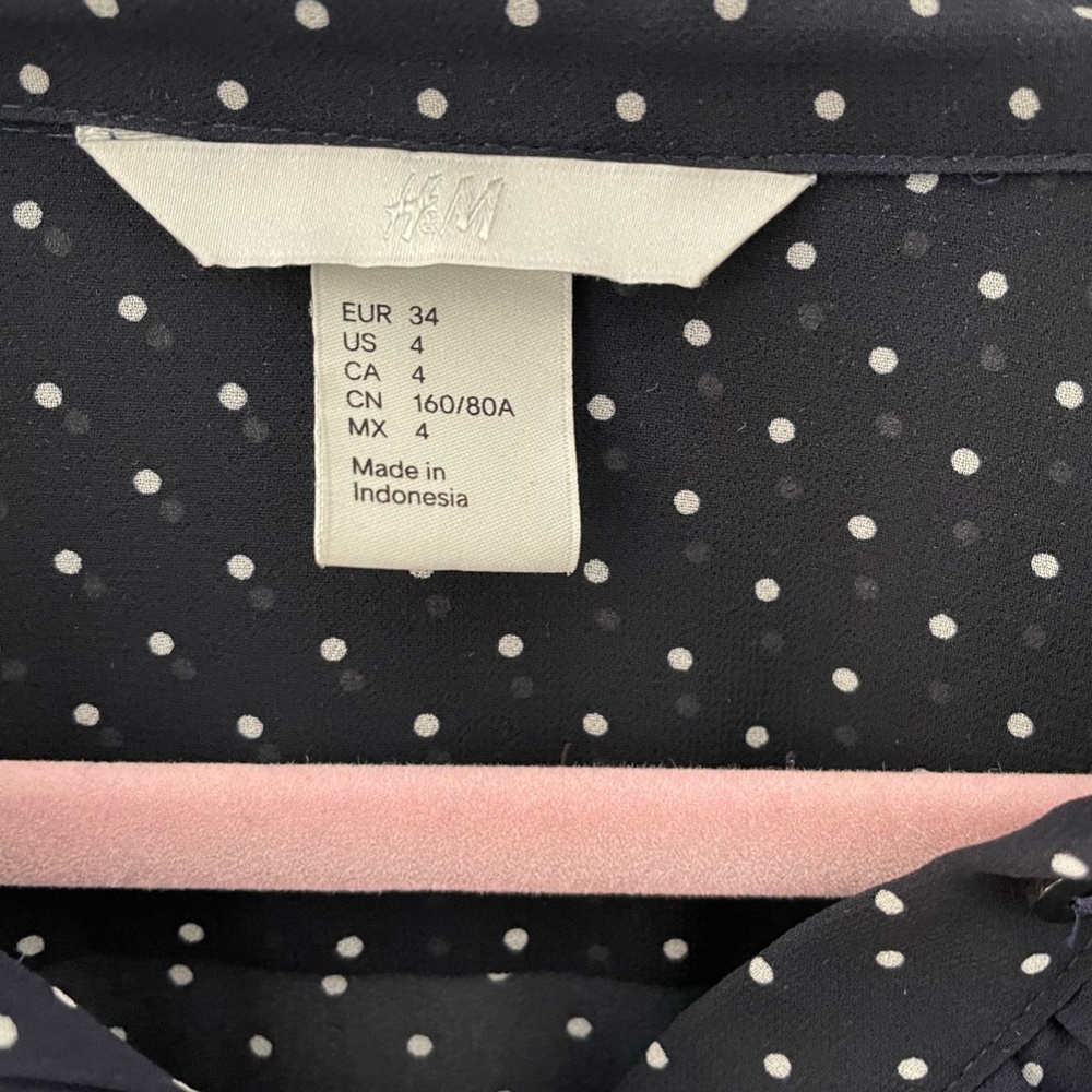 H&M, Size 4, Navy & White Polkadot - Picture 2 of 2
